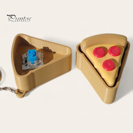3D Print Pizza Hanging Decor Printed Keychain, Clicker Fidget Toy, Creative Decompression Fun Keyring Simulated Food Sensory Key Pendant for