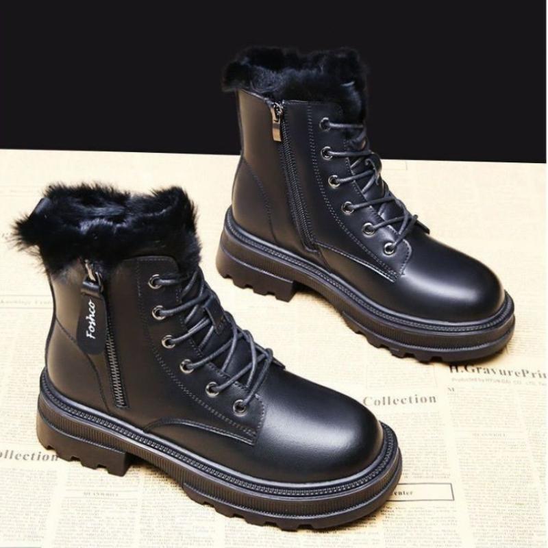 Fashion Plush Short Boots For Autumn Winter Versatile Comfortable Soft Sole Large Size Simple Comfortable Warm Women'S Shoes