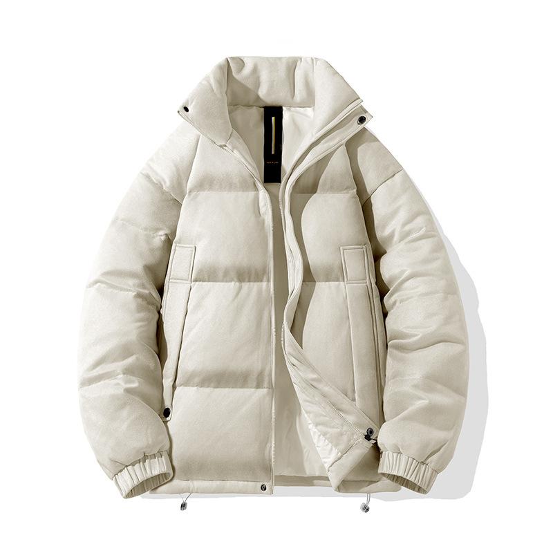 Fashionable Men's Down Jacket Winter New White Duck Down Stand Collar Suede Solid Color Short Down Jacket