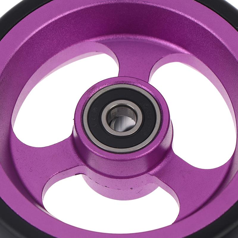 Wheelchair Front Caster Wheel, 4" PU Solid Tire with Aluminum Alloy Hub, Bearing I.D. 8mm, Swivel Caster Replacement