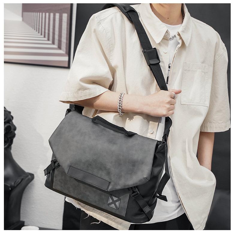 TS JYL laptop bag,Men Flip Shoulder Bag Large Leather Casual Crossbody Bag
