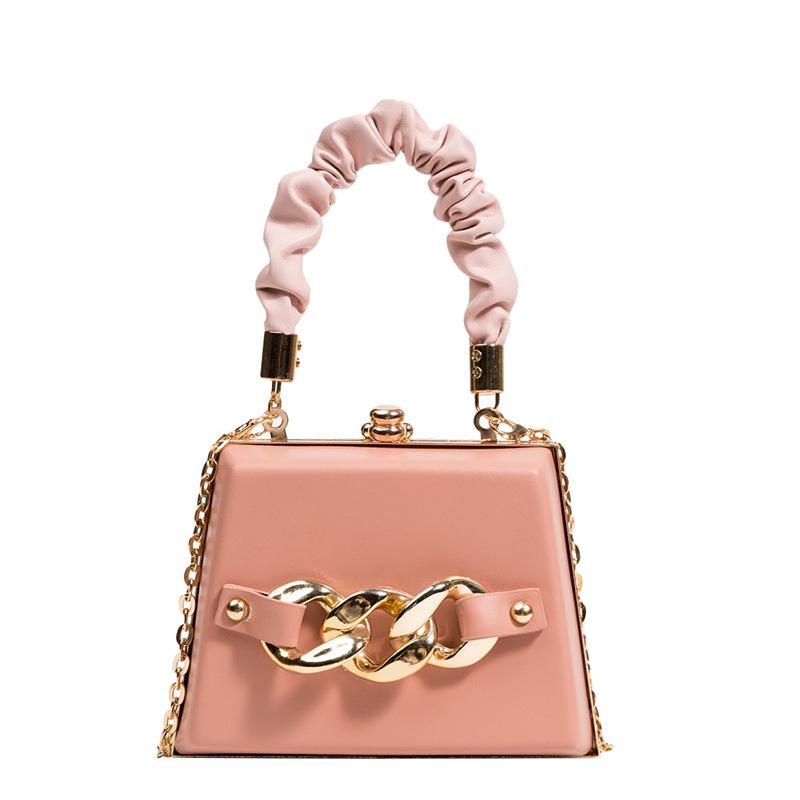 Pu bag women's bag new Korean version 2025 fashion pleated portable messenger ins Internet celebrity foreign style chain box bag