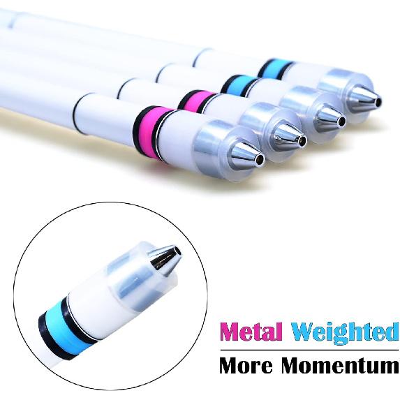 Pen Spinning Pens Ivan Emboss Pen Mod, Weighted Spin Trick Pen for Beginner, Blue Pink Grip