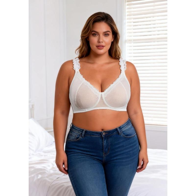 Wireless Lace Ultra Thin Plus Size Bra For Big Chest Push Up