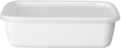 Nodahoro Enamel Storage Container, Heat-Resistant, Square, Rectangular, Deep, Large, with Seal Lid, See-Through, White Series, Made In Japan, WRF-L