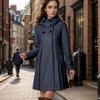Giacca di Lana da Donna Media e Lunga Cappotto di Lana con Cappuccio Doppiopetto Mantella Trench