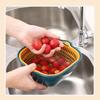 Vegetable Washing Basket Double Layer Drain Quickly Suspend Multifunction Fruit Strainer with Side