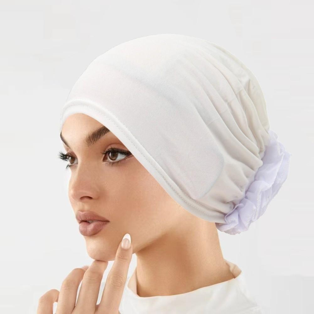 Wrap Style Flower Turban Hat Elastic Islamic Headband Fashion Hijab Caps  Hair Loss