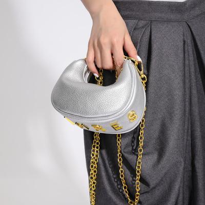 Bolsa Feminina Lua Crescente Corrente com Letras Réplica Crossbody Bolsas de Designer Bolsas de Couro