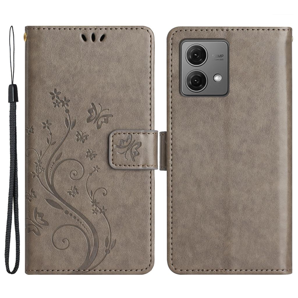 For Motorola Moto G84 5G Leather Case Butterfly Floral Shockproof Phone Cover with Wallet