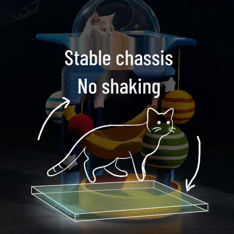 Starry Sky Cat Climbing Frame with Sisal Scratching Post and Space Capsule Bed.