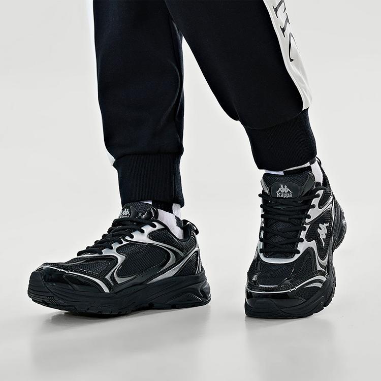 Kappa Fabric Synthetic Leather Trendy Comfortable Versatile Casual Low-Top Dad Shoes Unisex Sneaker Black K0DZ5MC39-990