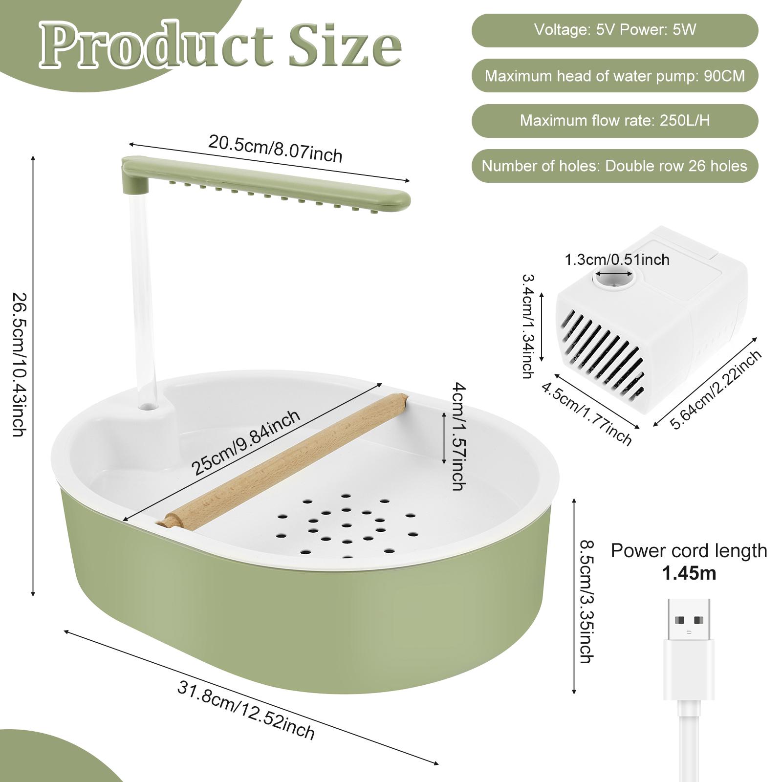 

Circulating Water Bird Bathtub USB Electric Automatic Parrot Bathtub Cage Parrot Bird Shower Bath Pet Supplies Accessories Green