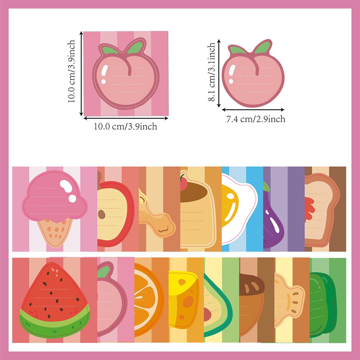 Cute Cartoon Food Series Sticky Notes - Creative Irregular Shape Memo Stickers