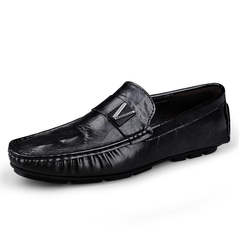 Fashion Italian Non Slip Soft Soled Flat Casual Shoes Commuting Wear-resistant Men's Driving Shoes Business Men's Leather Casual Shoes
