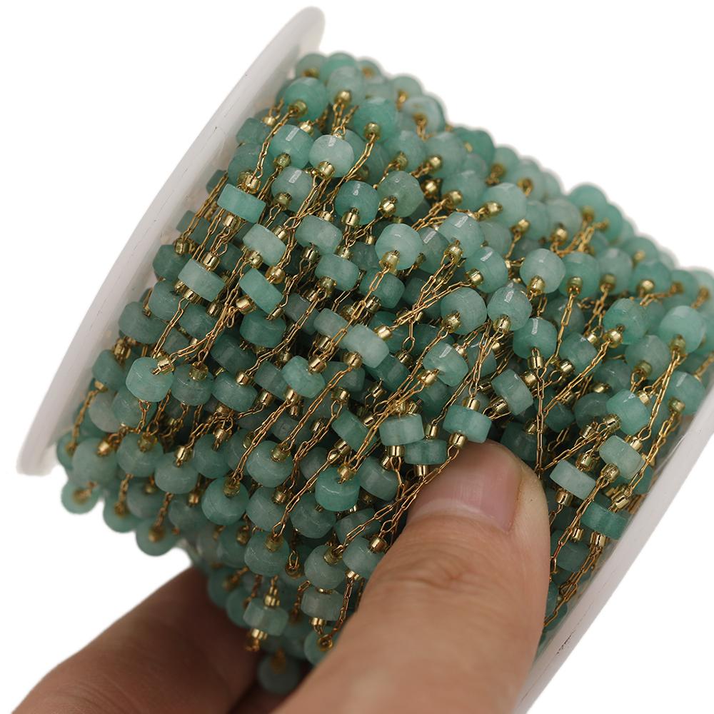1 Meter Cylinder Natural Stone with Stainless Steel Chains for DIY Jewelry Making Necklace Findings Bracelet Components Supplies