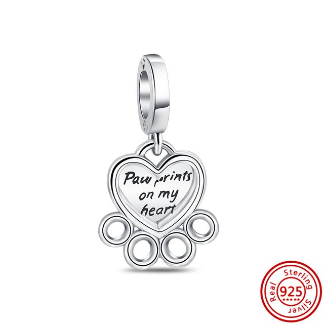 Νέα 925 Silver Heart ψηλοτάκουνα Animal Pavé Beads Fit Charm βραχιόλι Γυναικεία μόδα κοσμήματα