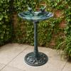 Ground Spike Bird Bath Pedestal Bath, Copper Resin Birdbaths Weather Resistant Floral Accents, Vintage Bronze Finish Garden Decor for