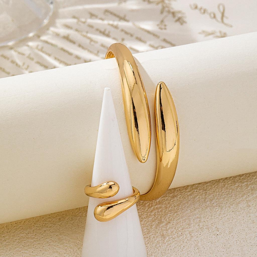 Jewelry Trend Design Sense Geometric Curved Ring Joint Ring Exaggerated Opening Bracelet Ring