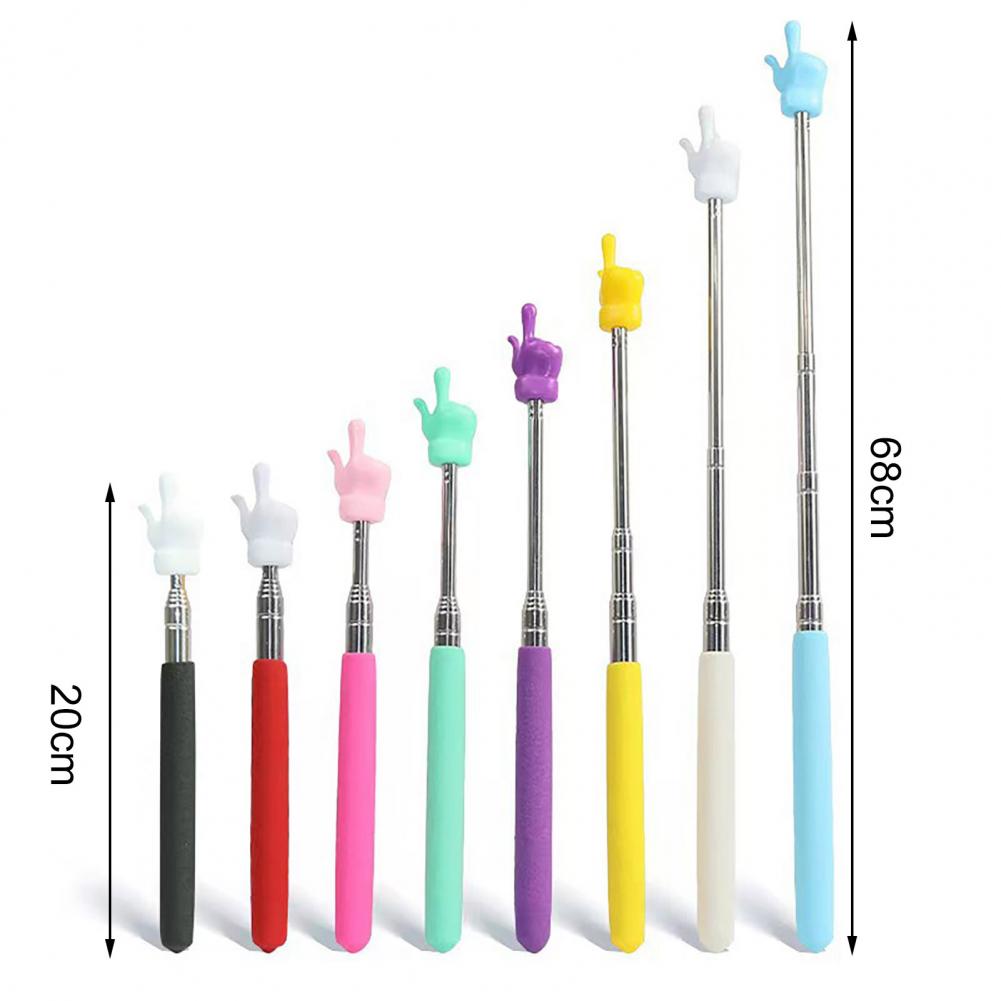 20 To 68cm Stainless Steel Finger Reading Stick Retractable Teaching Stick Whiteboard Pointer Handheld Presenter Telescopic Rod