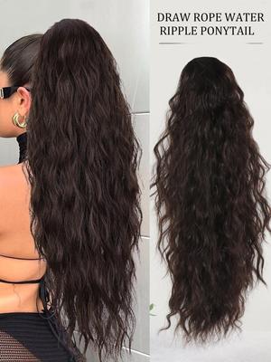 Synthetic Wig Long Curly Wavy Ponytail Extension 26 "adjustable Drawstring Natural Wavy Hair Suitable for Women's Daily Party Use