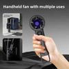 Mini ventilador de mano portátil recargable USB con pantalla digital y gancho de sujeción