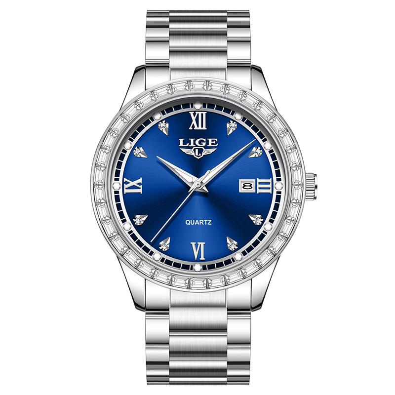 Men Watch Waterproof Diamond Luxury Luminous Calendar Quartz Wristwatch For Men Stainless Steel Fashion Business Watch Men