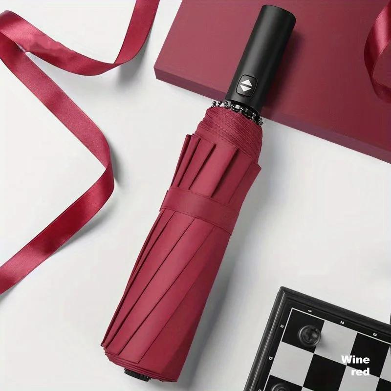 

Ветрозащитный двухслойный зонт с 12 костями, полностью автоматический зонт от дождя для мужчин и женщин, роскошный деловой мужской большой зонтик