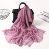 Elegant Chiffon Women Scarf Thin Soft Long Shawls and Wraps Breathable Solid Color Beach Sunscreen Hijab