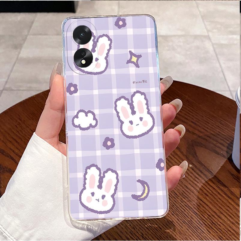 For Oppo A18 A38 Case Luxury Funny Cute Rabbit Heart Back Cover For Oppo A 18 38 4G Phone Covers Soft TPU Clear Silicone Fundas