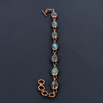 Labradoriet edelsteen handgemaakte koperen elektrogevormde sieraden prachtige armband voor zus