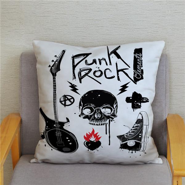 Trendy Rock Music Print Pattern Cushion Cover   Home Living Room Sofa Decoration Pillow