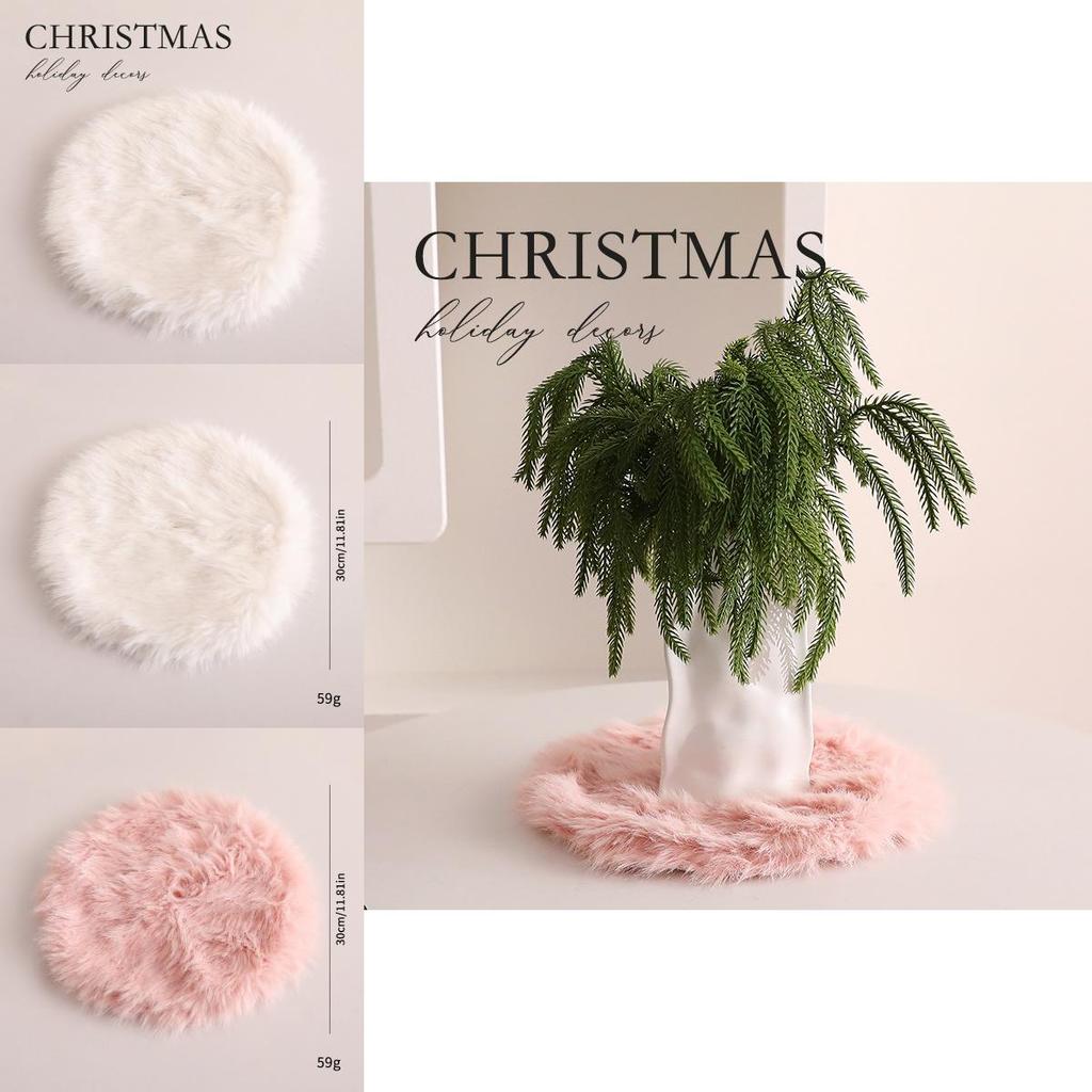 Christmas Tree Skirt With Long Faux Fur For Holiday Decor Home Office