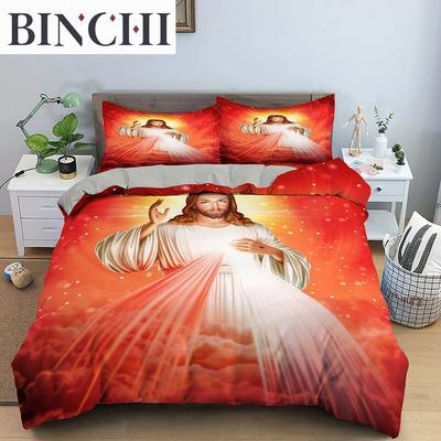 3D Jesus Christus Bettbezug Set Weiches Mikrofaser Bettwäscheset Kreuz Bettdeckenbezug Queen King Size Bettwäsche Mit Kissenbezug Set