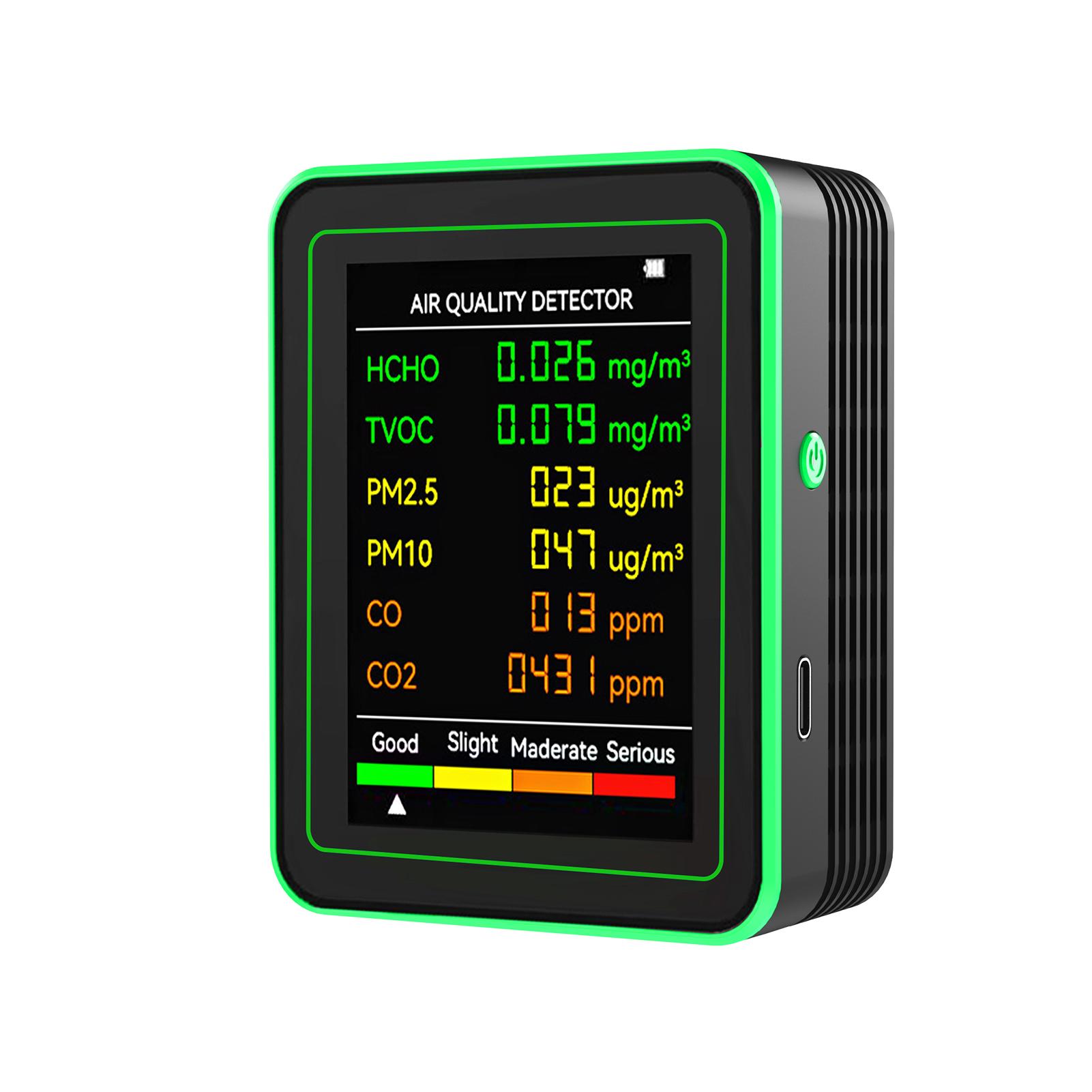 

6 в 1 Монитор Качества Воздуха Многофункциональный Детектор Углекислого Газа Настенный Тестер Качества Воздуха чёрный