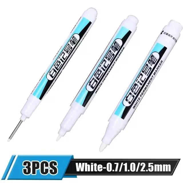 5/1Pcs Oily White Marker Pen Graffiti Pens Waterproof Permanent Gel Pencil Tire Notebook Glass Painting Pen 0.7mm 1mm 2.5mm