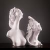 Flower Head Girl Sculpture Resin Figure Decoration Home Livingroom Table Figurines Accessories Art Hotel Desk Statue Ornaments