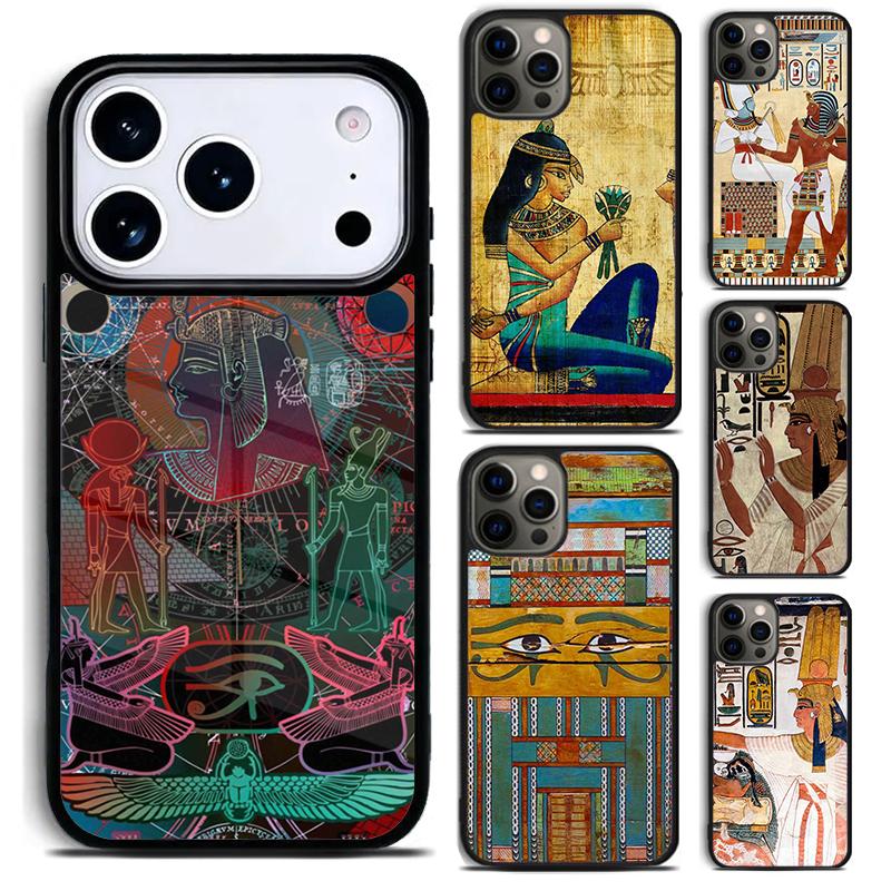 Egypt Mural Soft Phone Case For iPhone 17 16 15 14 13 12 11 Pro Max Plus 17Air Soft Silicone Cover
