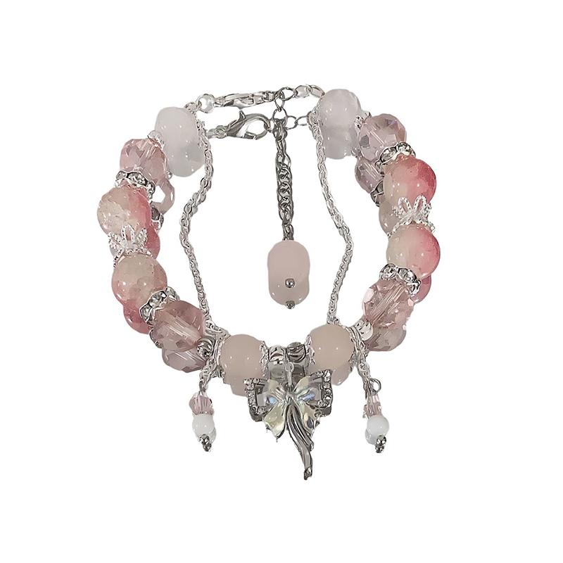 ‘1Pc Elegant Beaded Bracelet Bowknot Charm Tassels Wrist Bangle Fashionable Women s Hand Link Chain Trendy Jewelry Gifts