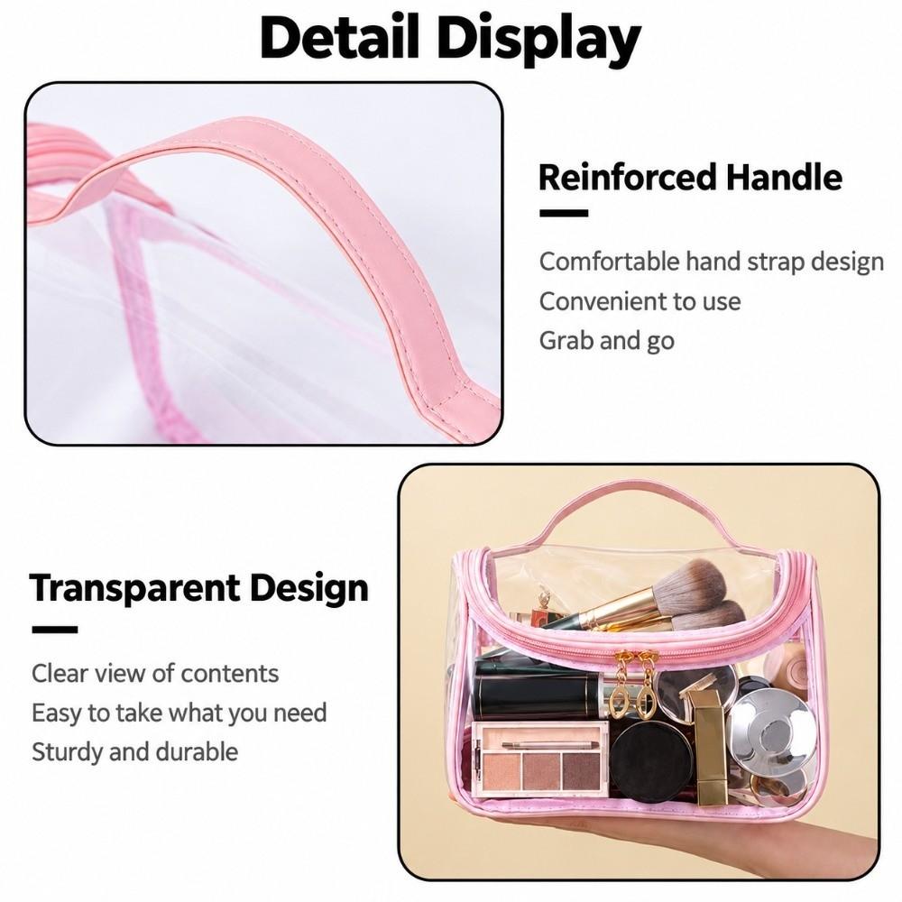 Zippered Travel Cosmetic Bag Transparent PVC Waterproof Cosmetic Bag  Daily Travel