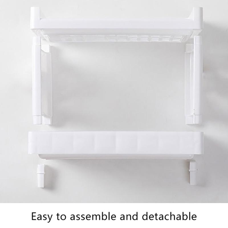 Minimalist Pp Desktop Double Layer Storage Rack Rectangular Organizing Student Desk Office Cosmetics Stationery Storage Shelf