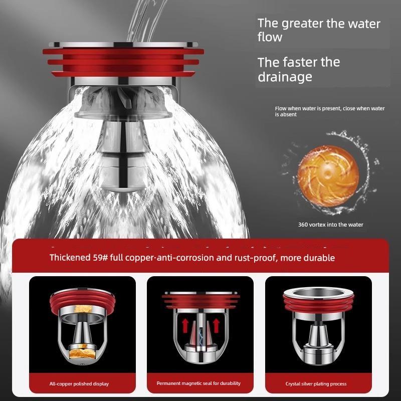 All-Copper Floor Drain Deodorizer, Universal Anti-Odor Device for Bathroom, Inner Core Anti-Backflow Valve, Anti-Odor Gadget for Drain Pipes, Sealing
