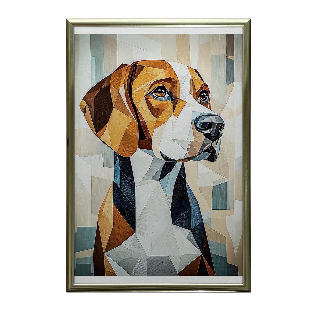 Plakat Beagle W Geometrii Plakat Beagle W Geometrii, 50X70 Cm, Rama Drewniana Jasny Dąb, Papier Matowy 230 Gsm