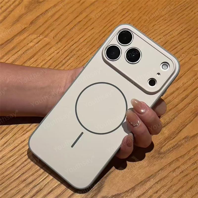 Luxury Original Hard PC For Magsafe Case For iPhone 17 Air 16 15 Pro Max Fundas TPU Magnetic Wireless Phone Cover iPhone 17 Pro