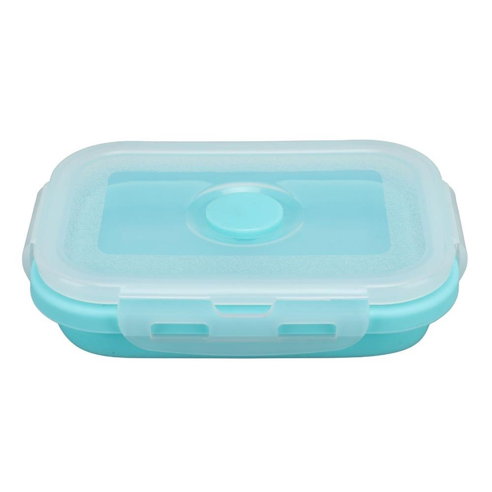 2PCS Silicone Lunch Storage Container Collapsible Design Airtight Kitchen Organizer For Camping