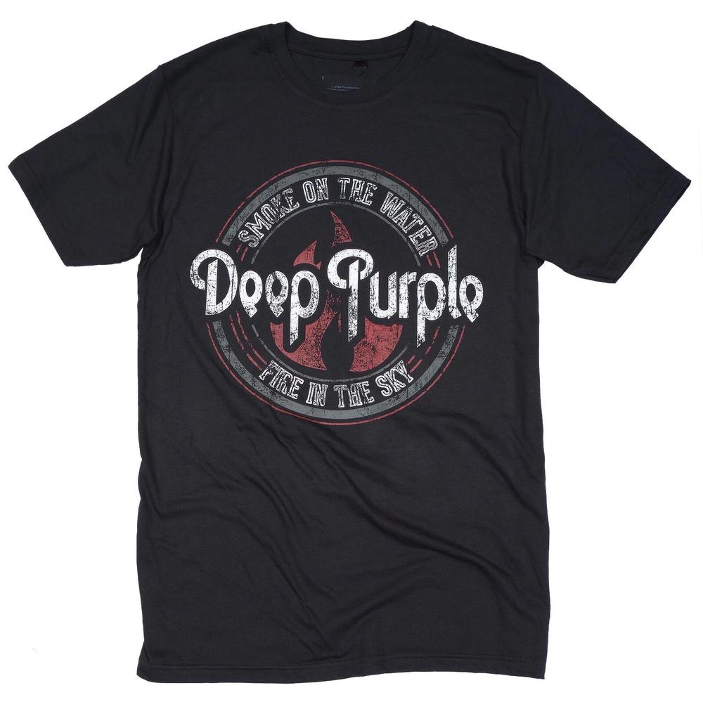 Deep Purple Smoke On The Water Circle BLACK T Shirt Full Size S5XL Unisex T-Shirt M