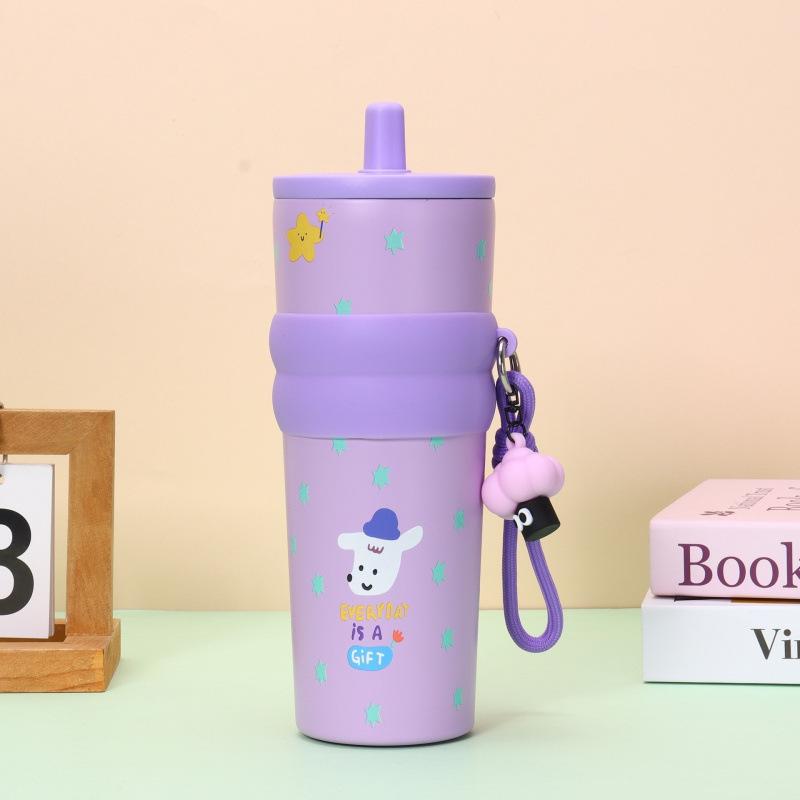 New Bingba Cup 111 Stainless Steel Thermos Cup High Value Women's Portable Straw Cup Large Capacity Car Coffee Cup