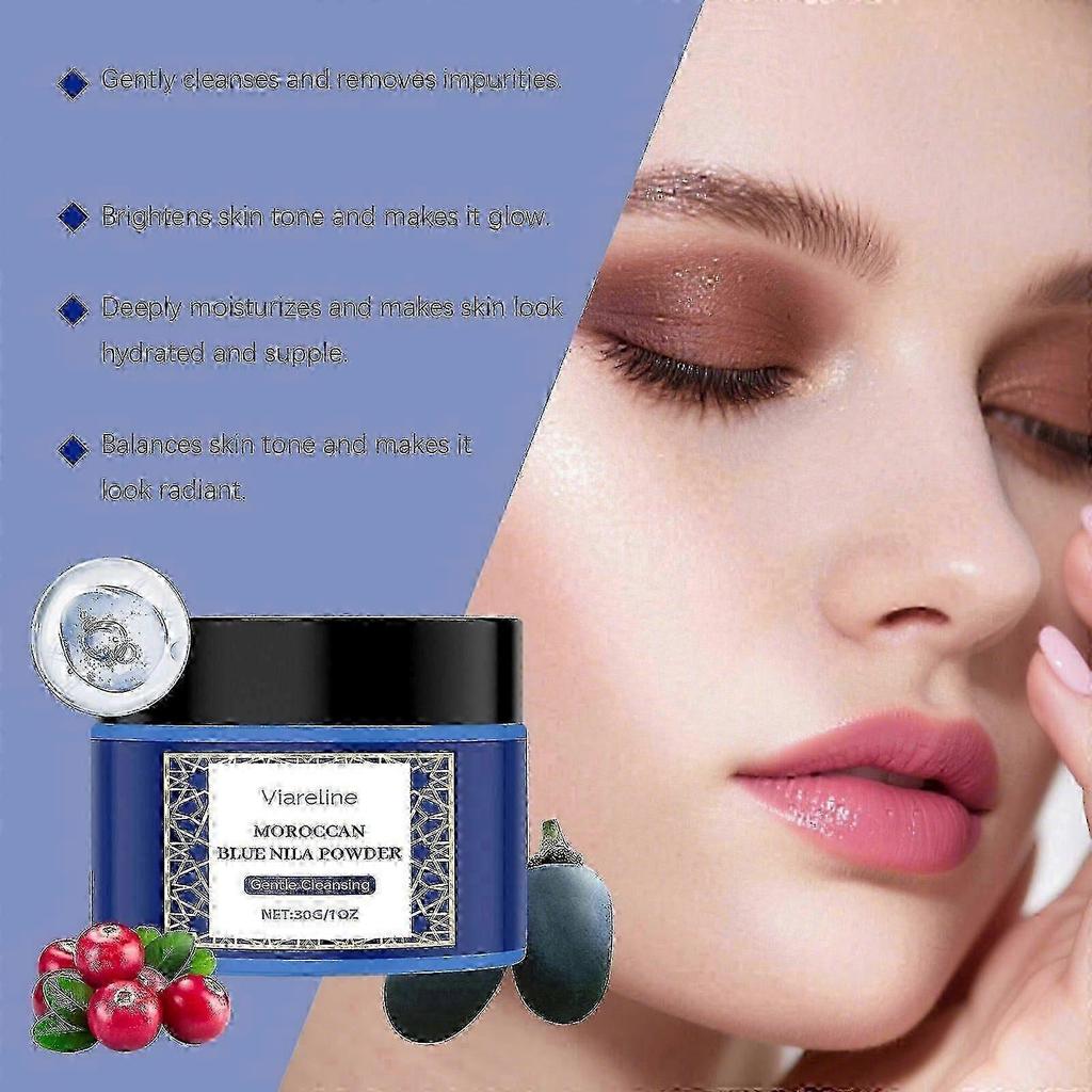 Nila Powder for Skin, Moroccan Nila Facial Mask, Brightening & Skin Smoothing Clay Mask with Indigo Powder, Nila Powder for Skin Nourished an