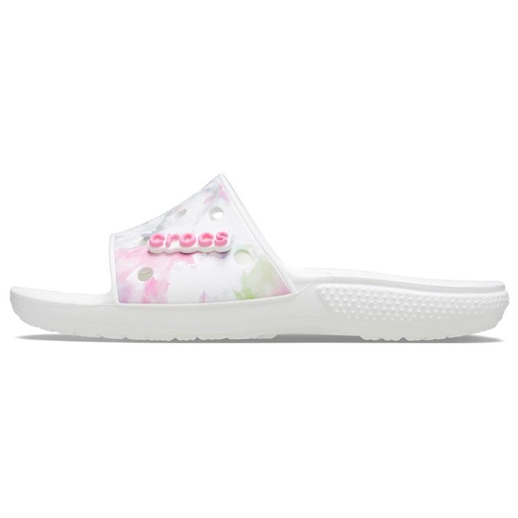 Crocs Classic Bleach Dye Slides White Pink Unisex 207411-94S
