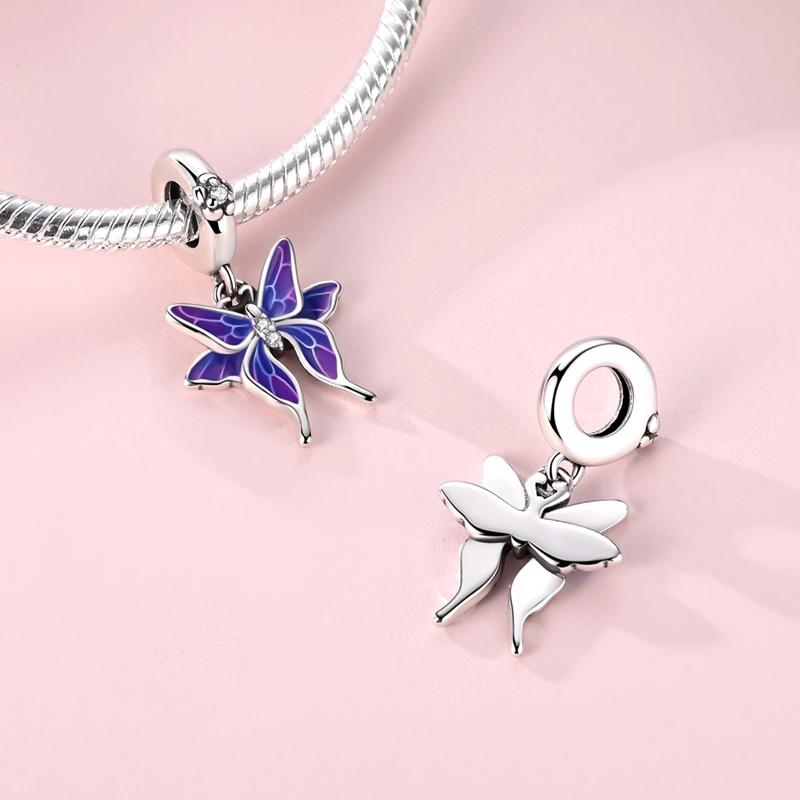 Farbwechsel Schmetterlings-Stil Anhänger Perle Kupfer Handwerk Hängender Anhänger Passend für Armreif Armband Halskette Handgemachter Schmuck